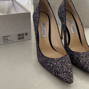 Jimmy Choo Romy 100 Twilight Glitzy Glitter Size 40